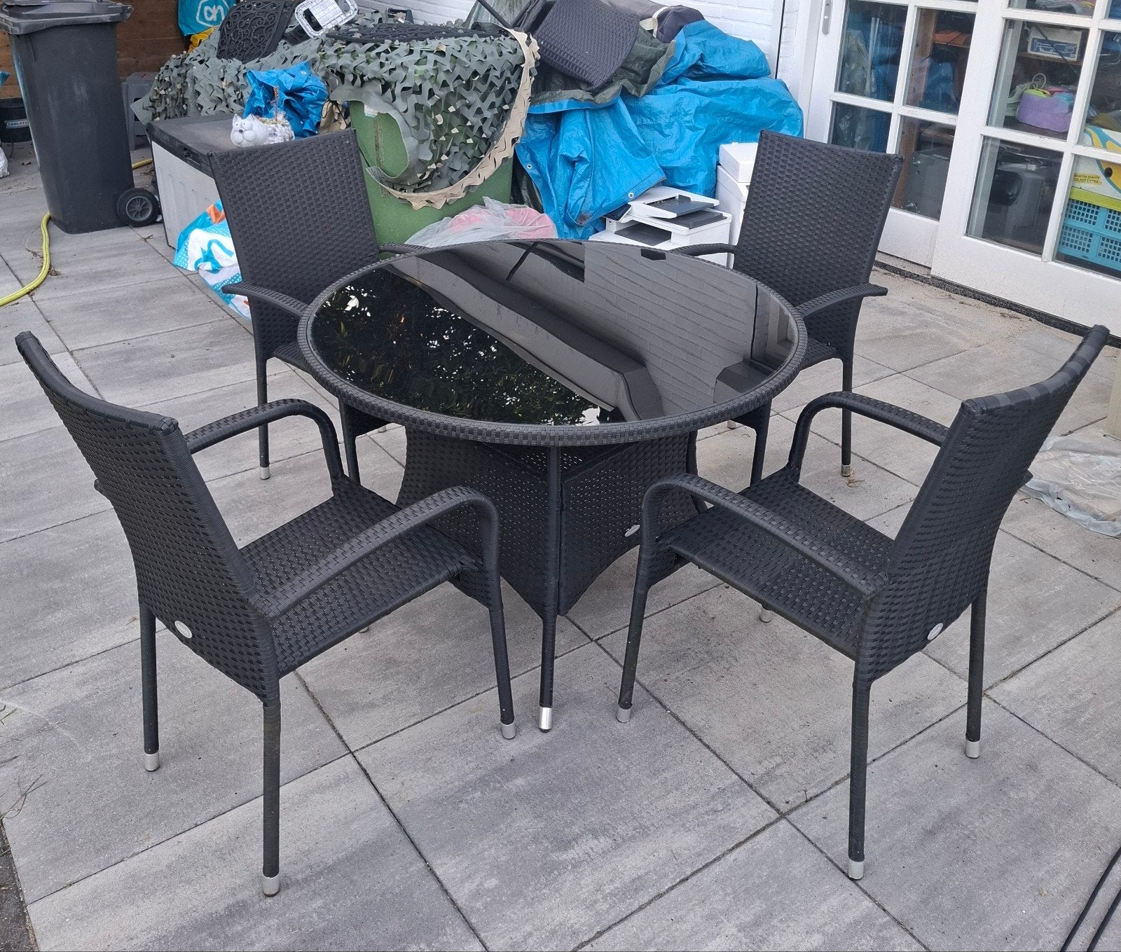 Jutlandia wicker tuinset eettafel met stoelen, Ophalen, 4 zitplaatsen, Eettafel, Zo goed als nieuw