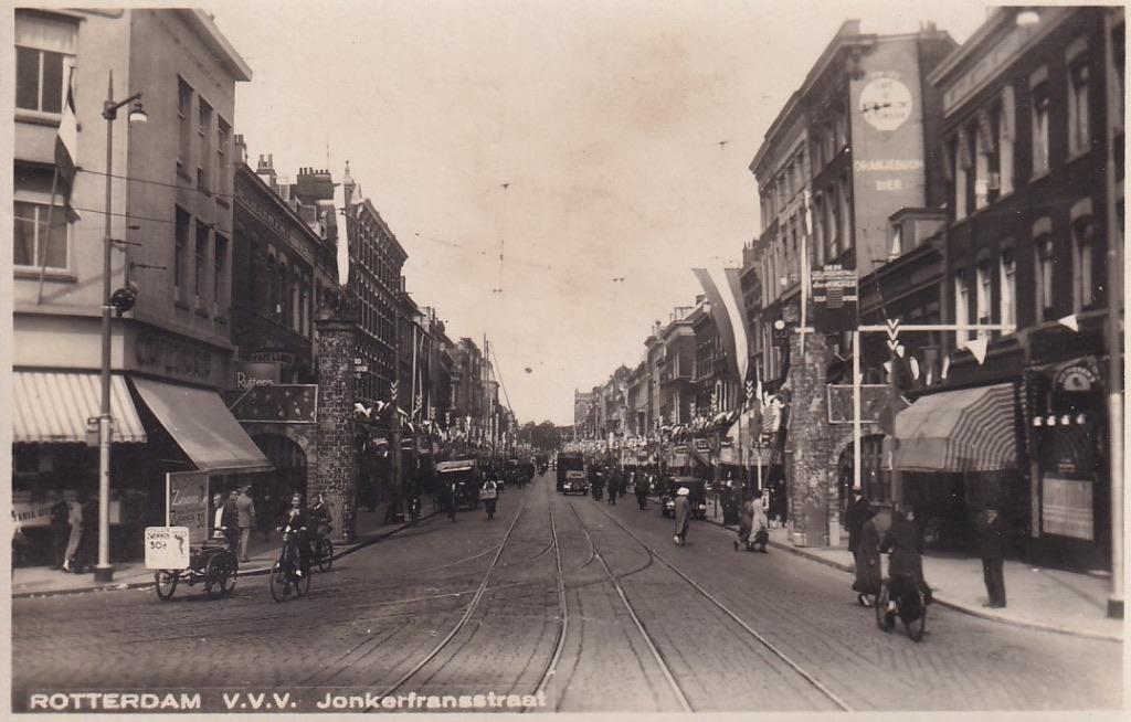 725C fotokaart Rotterdam, Jonker Fransstraat, VVV-week 1935, Verzamelen, Ansichtkaarten | Nederland, Ophalen of Verzenden, 1920 tot 1940