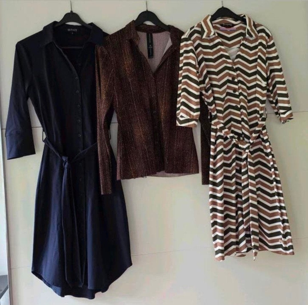 Travelstof maat S pakket blouse jurk doorknoopjurk, Ophalen of Verzenden, Zo goed als nieuw, Maat 36 (S)