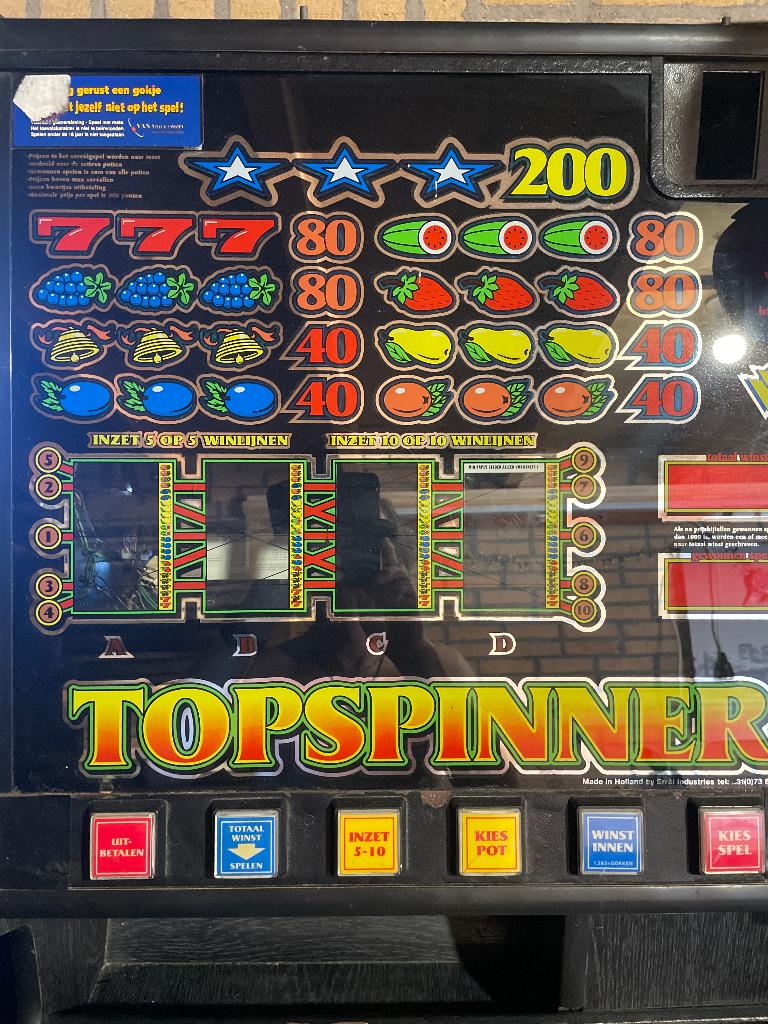 Topspinner Gokkast Cabinet, Ophalen of Verzenden, Gebruikt, Met sleutels