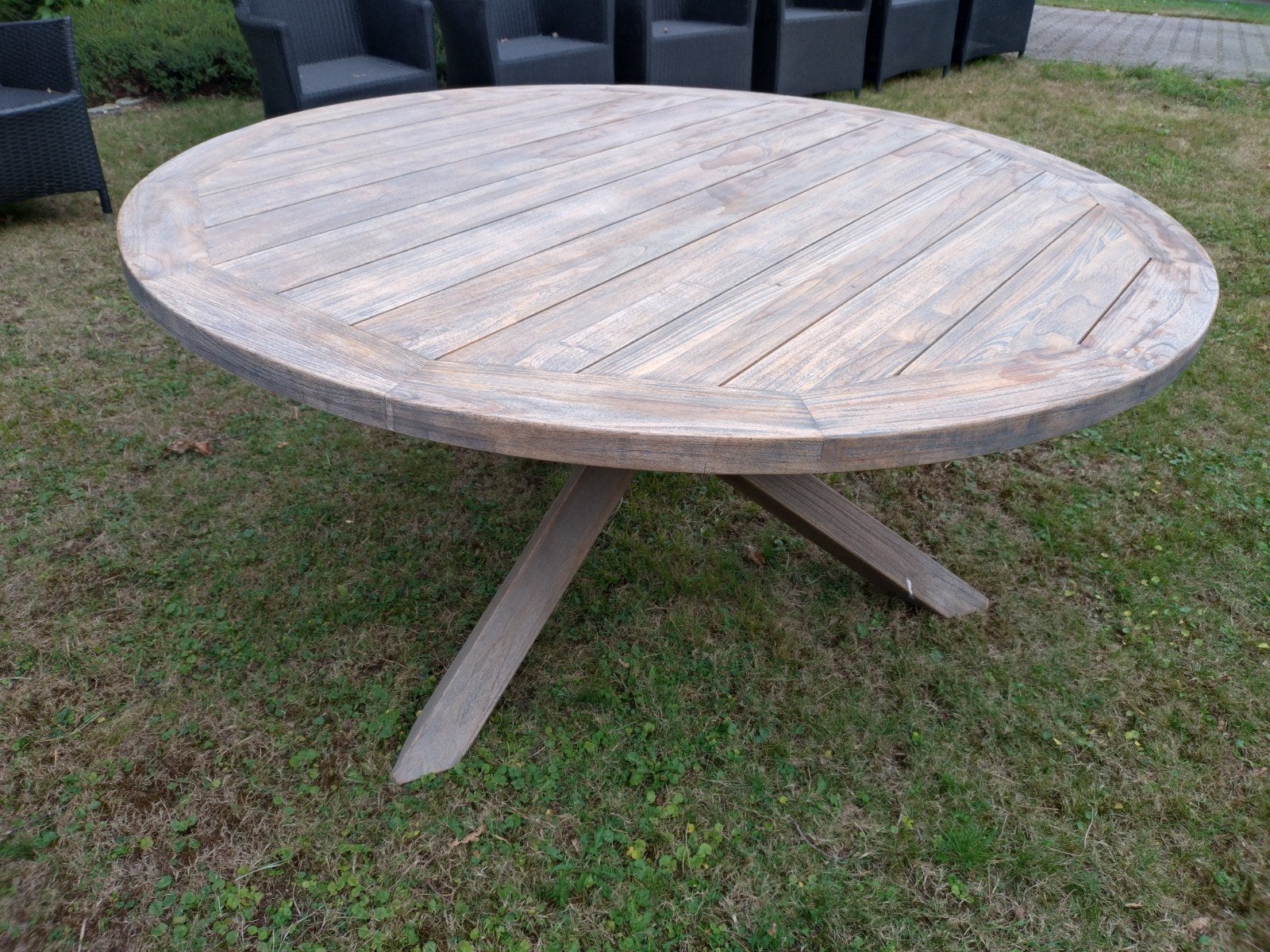 Mooie ronde Teak tuintafel. 150 doorsnede, Ophalen, Gebruikt, Rond, Teakhout
