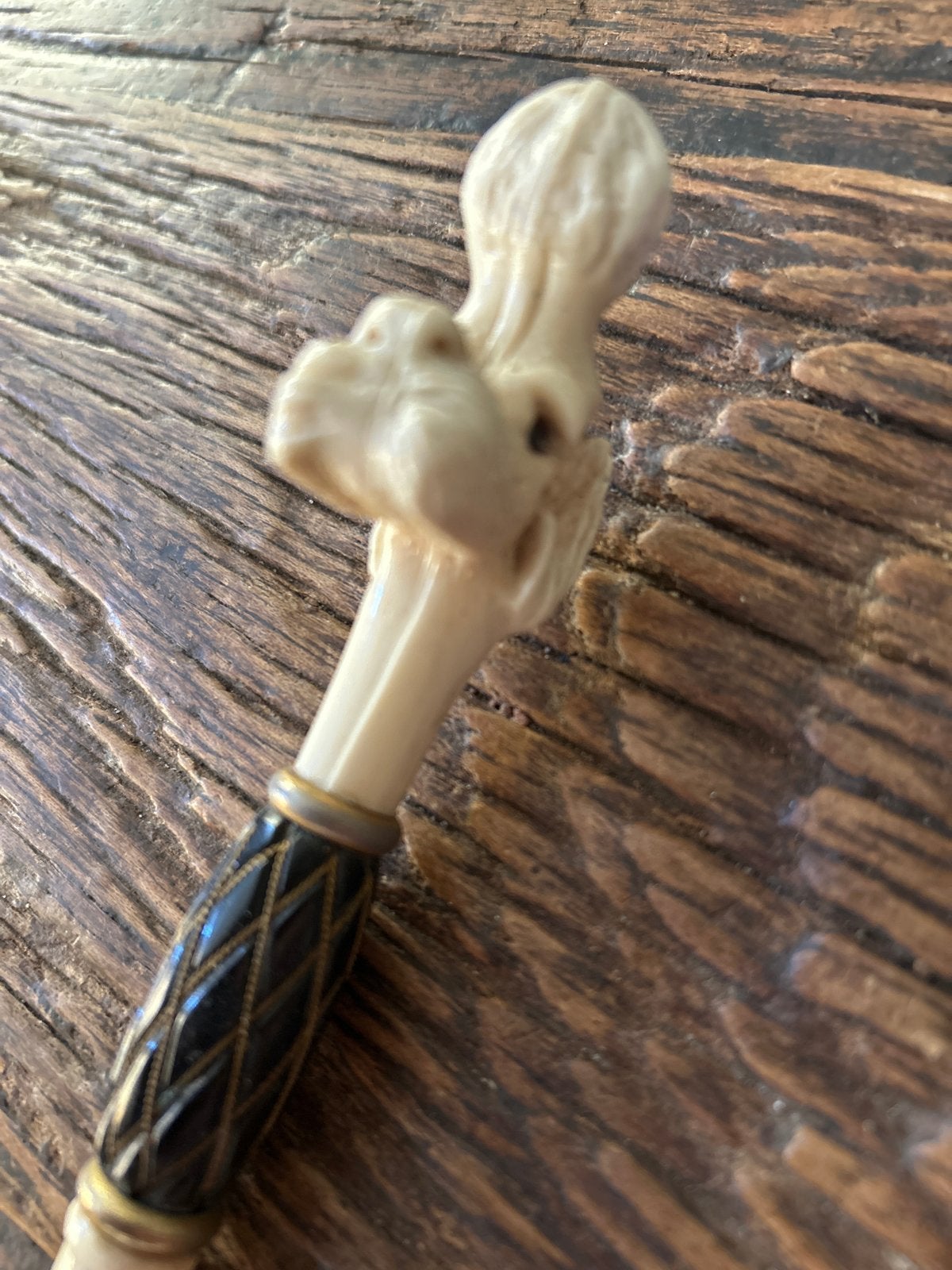 Antieke schoenlepel met gesneden handvat, Ophalen of Verzenden