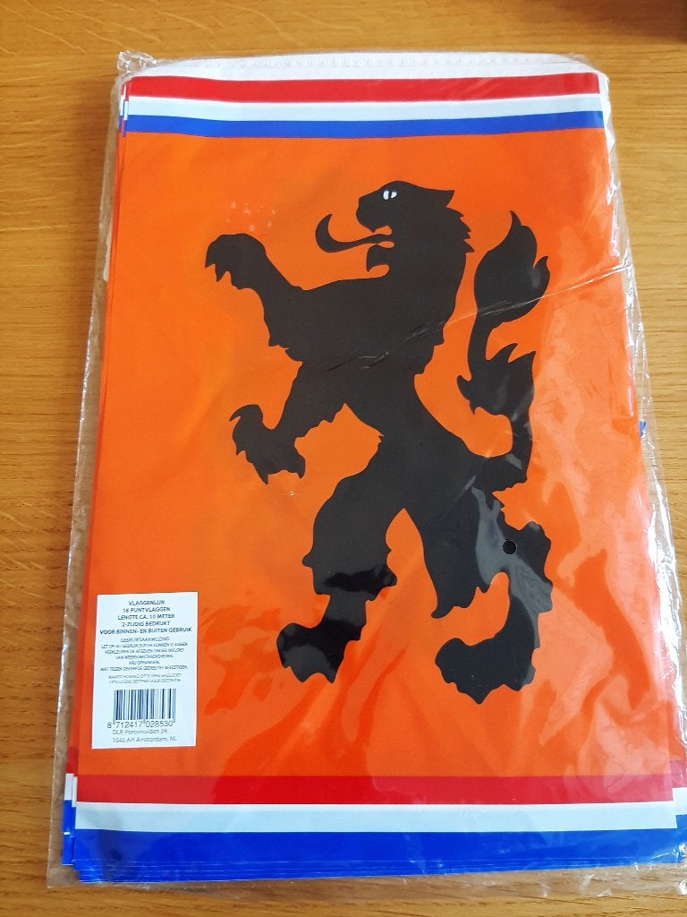 WK oranje 10 meter vlaggenlijnen met leeuw, Ophalen, Nieuw
