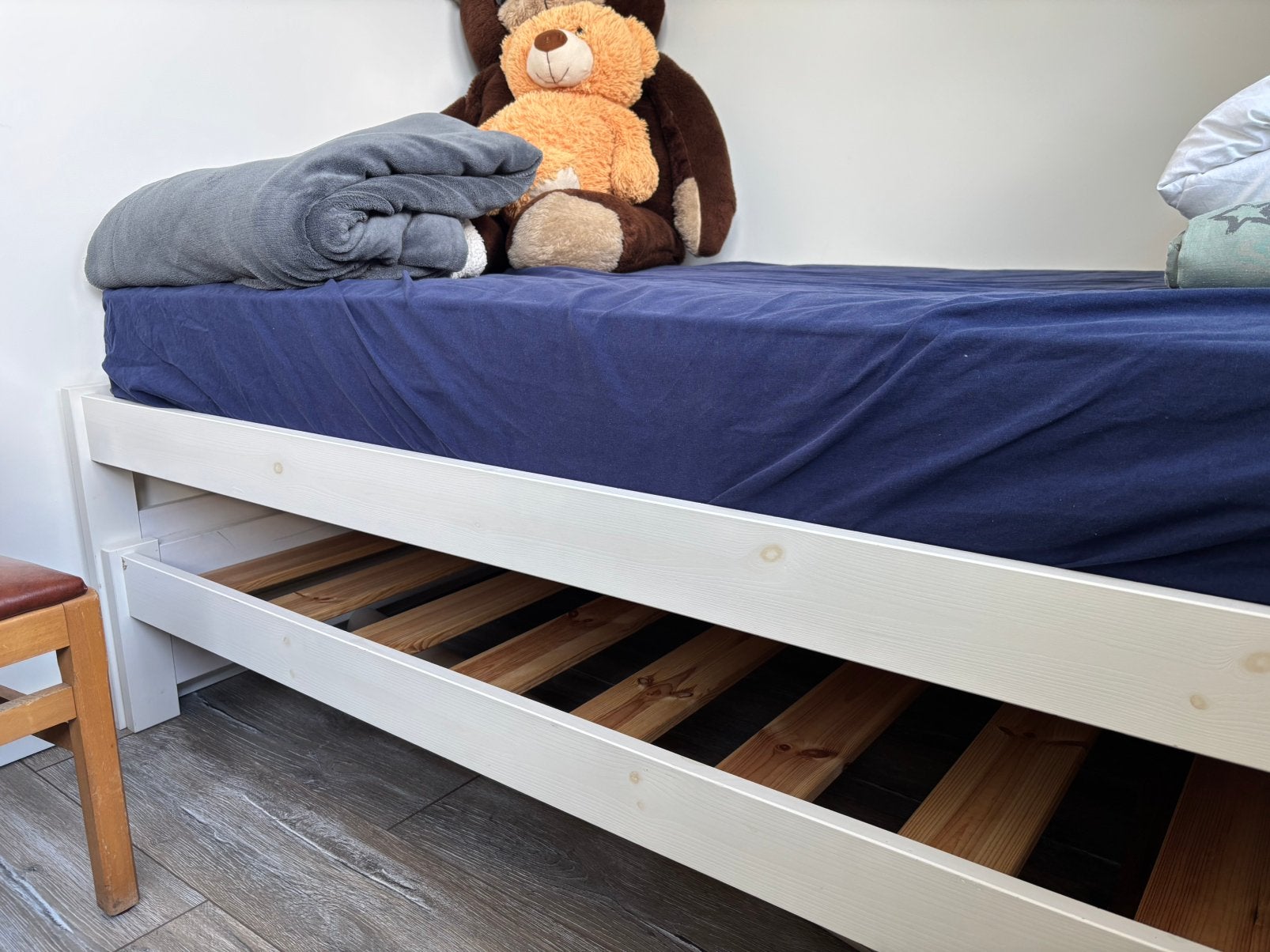 Gratis bed met onderschuifbed, Ophalen, Zo goed als nieuw, Tweepersoons, Hout
