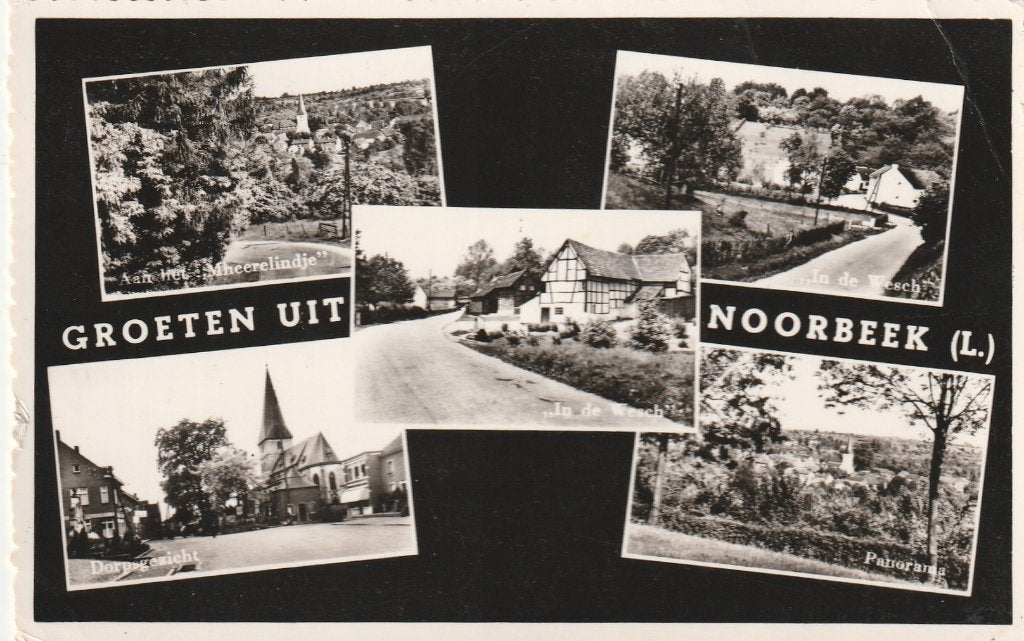 NOORBEEK Mheerlindje Kerk Vakwerk Wesch Groeten 1960, Verzamelen, Verzenden, 1940 tot 1960, Gelopen, Limburg