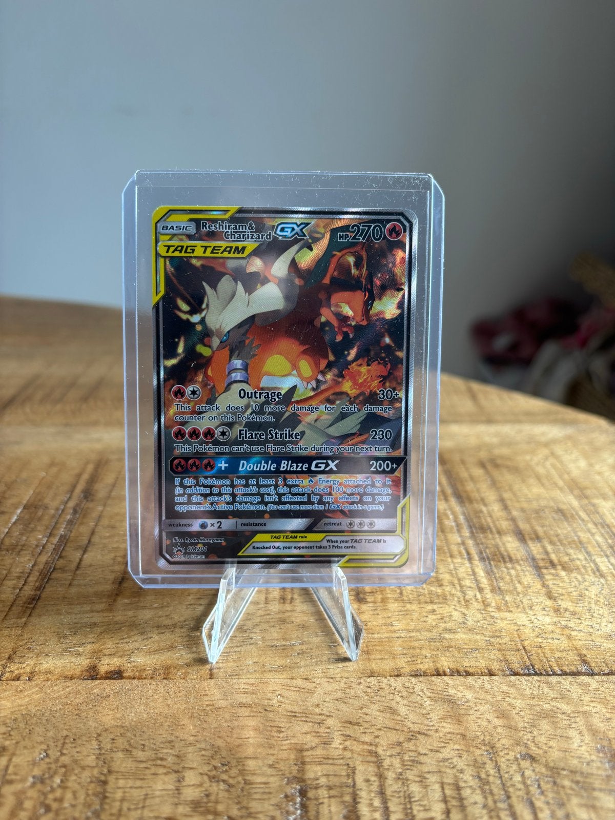 Reshiram & Charizard GX - Tag Team, Ophalen of Verzenden, Zo goed als nieuw, Losse kaart