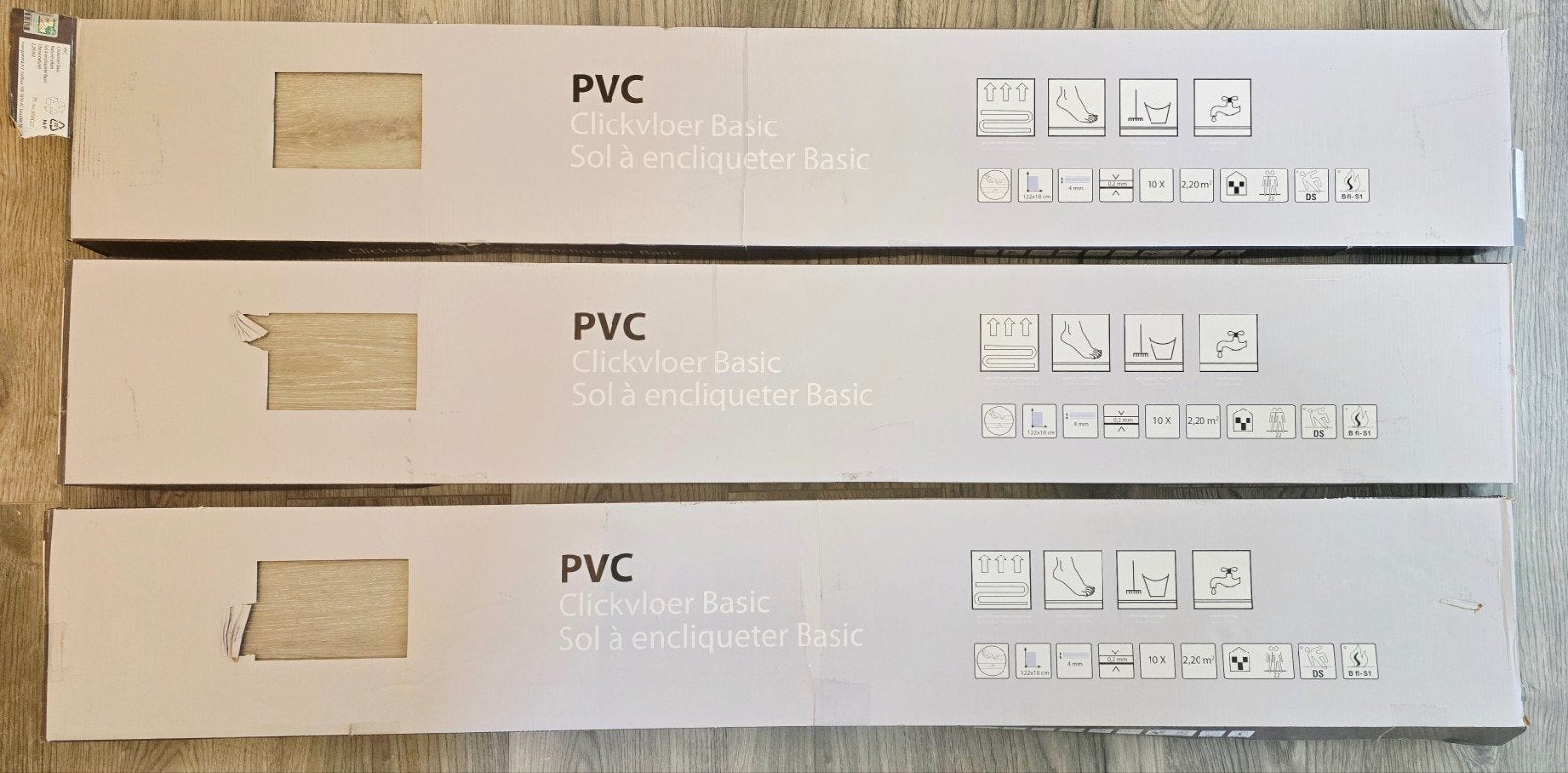 PVC vloer met houtlook en klikverbinding, Huis en Inrichting, Stoffering | Vloerbedekking, Ophalen, Nieuw, Grijs, Vinyl