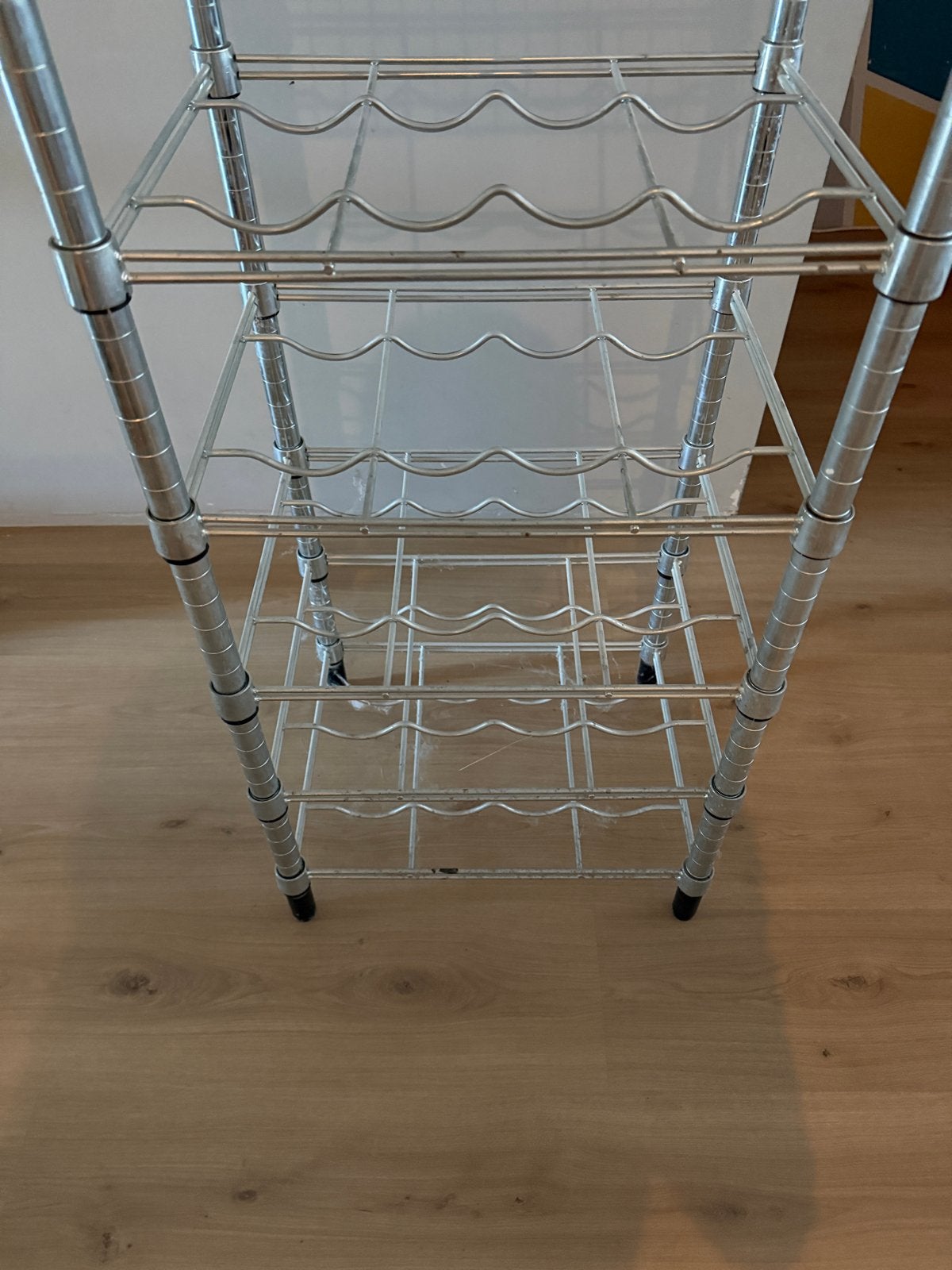 Metalen Stellingkast met Flessenrek / Wijnrek (Chroom), Ophalen, Gebruikt