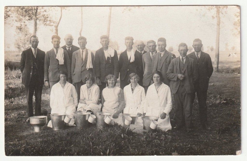 fotokaart melkcursus / landleven, Verzenden, 1920 tot 1940, Ongelopen