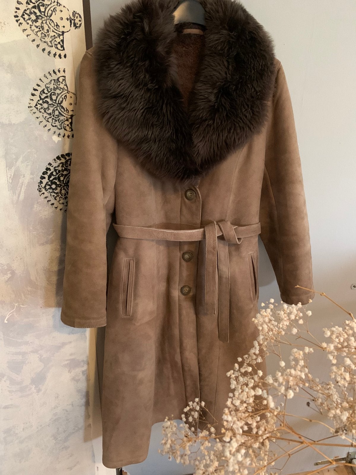 Lammy coat shearling met ceintuur M L, Maat 38/40 (M), -, Ophalen of Verzenden, Zo goed als nieuw