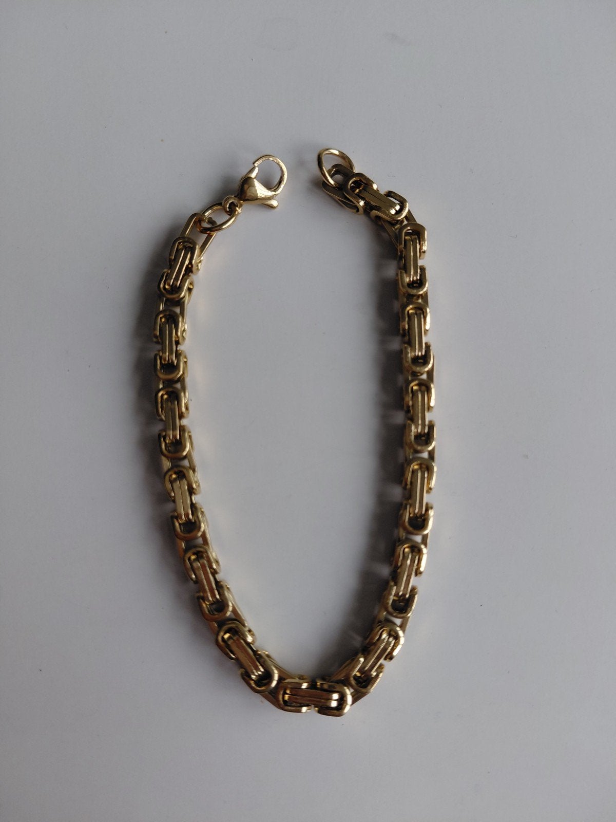 Roestvrijstalen schakelarmband - 21 cm, 4 mm schakel, Ophalen of Verzenden, Nieuw, Goud, Staal