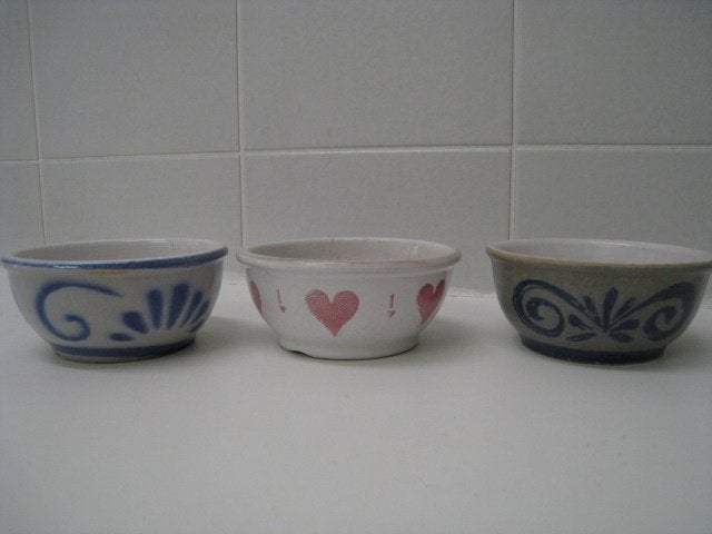 Vuurvaste potjes, 3 stuks, diam 10,5cm, Huis en Inrichting, Keuken | Servies, Ophalen, Gebruikt, Bord(en), Overige stijlen
