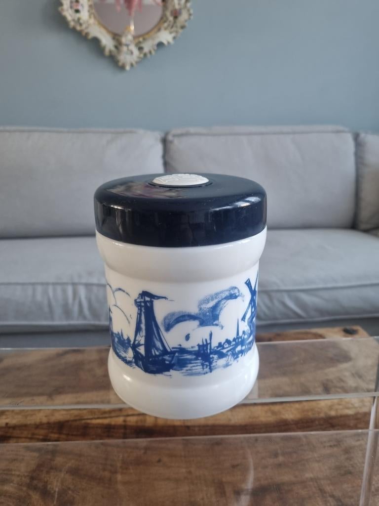 Vintage Opaline Voorraadpot (tabak) Willem II Sigarenfabriek, Antiek en Kunst, Ophalen of Verzenden