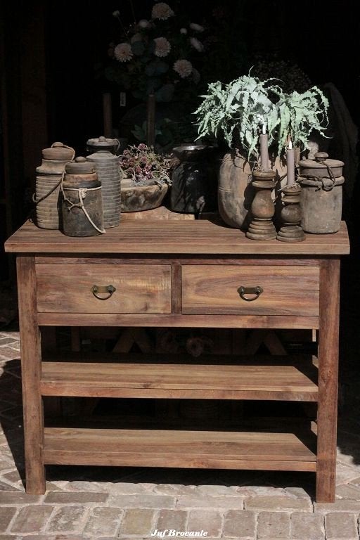 Sidetable massief teak 'sober', Ophalen, Www.jufbrocante.nl, Www.jufbrocante.nl, Nieuw