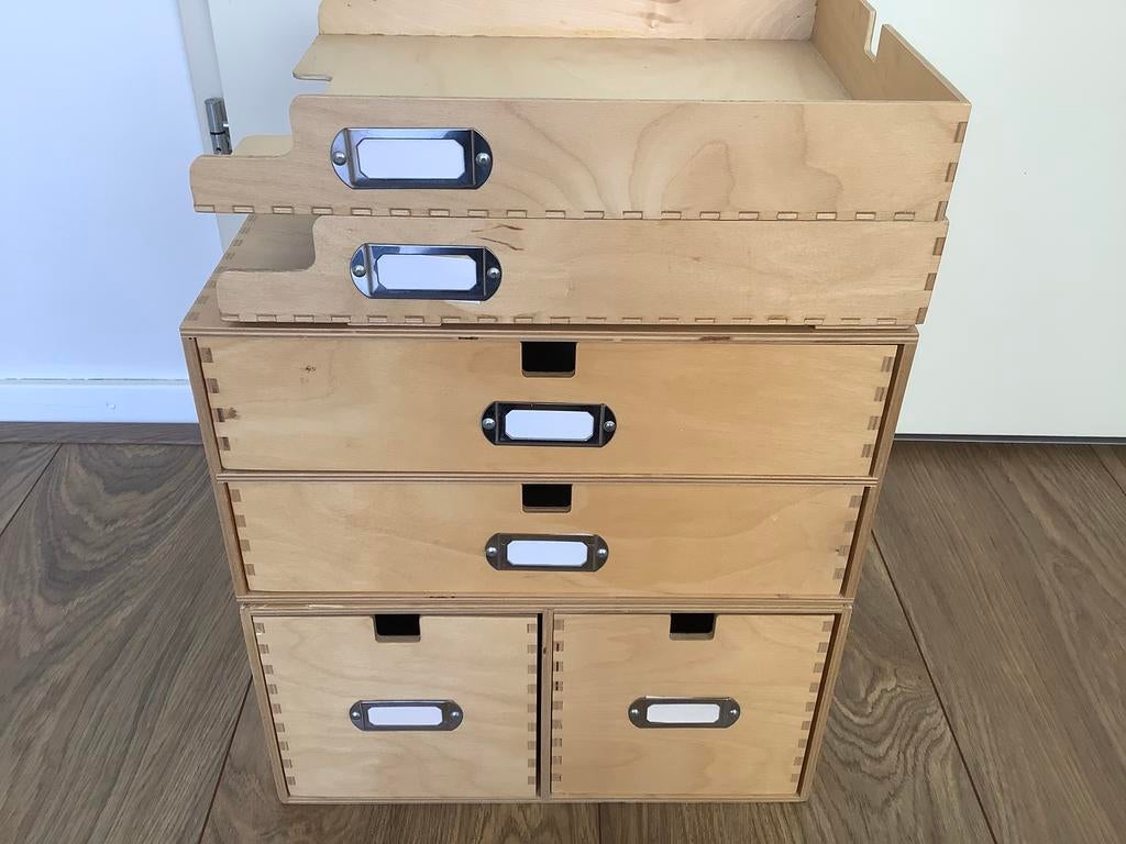 2 Vintage Ikea Moppe kastjes en 2 Ikea postbakjes, Huis en Inrichting, Kasten | Ladekasten, Ophalen, Zo goed als nieuw