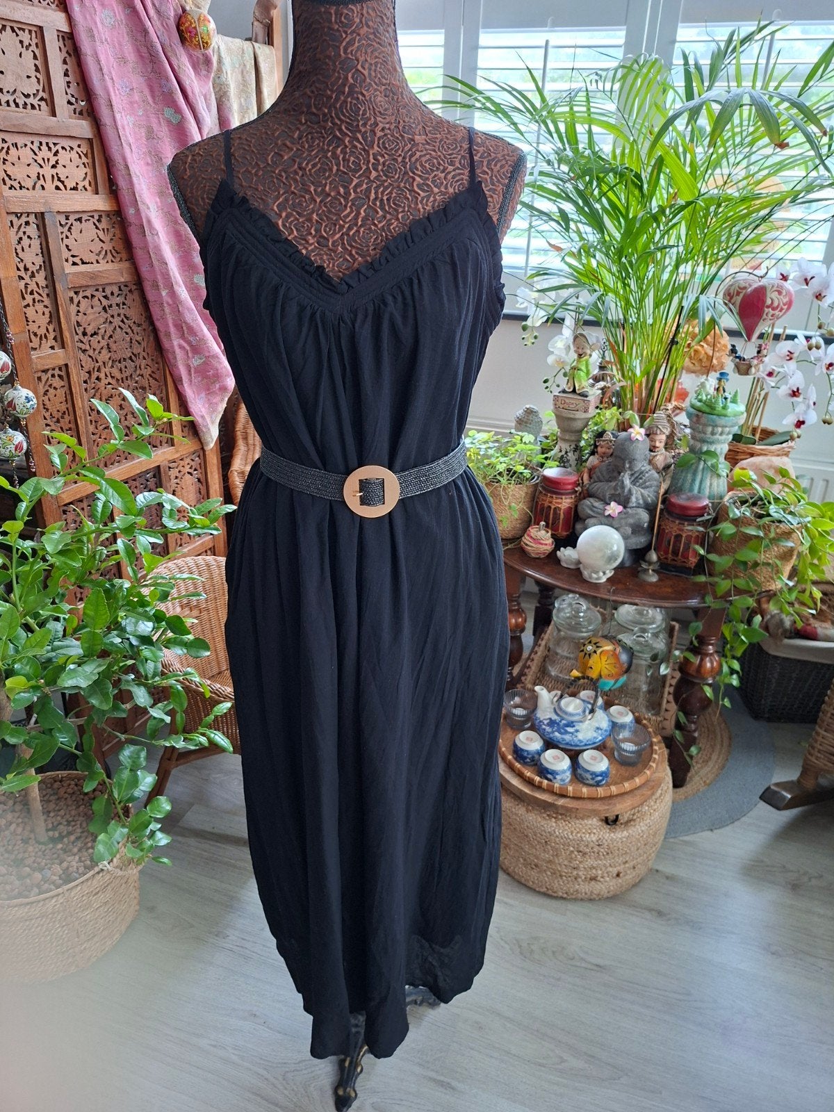 Nieuw/SHOEBY/Mooie stijlvolle zwarte zomerjurk/katoen M/L, Kleding | Dames, Ophalen of Verzenden, Nieuw, Zwart, Onder de knie