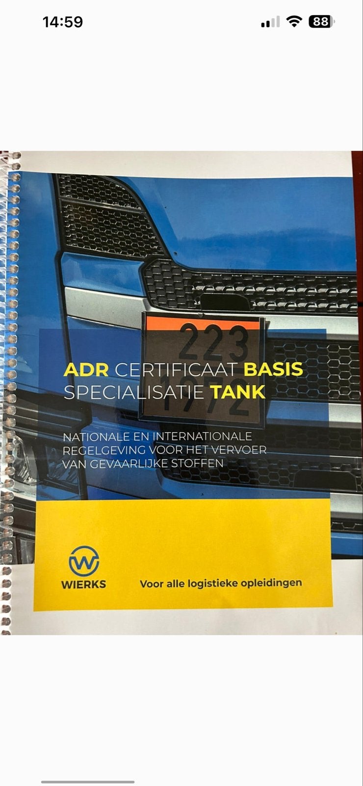 ADR Certificaat Basis Specialisatie Tank Wierks, Ophalen of Verzenden, Gamma, Nieuw, Overige niveaus