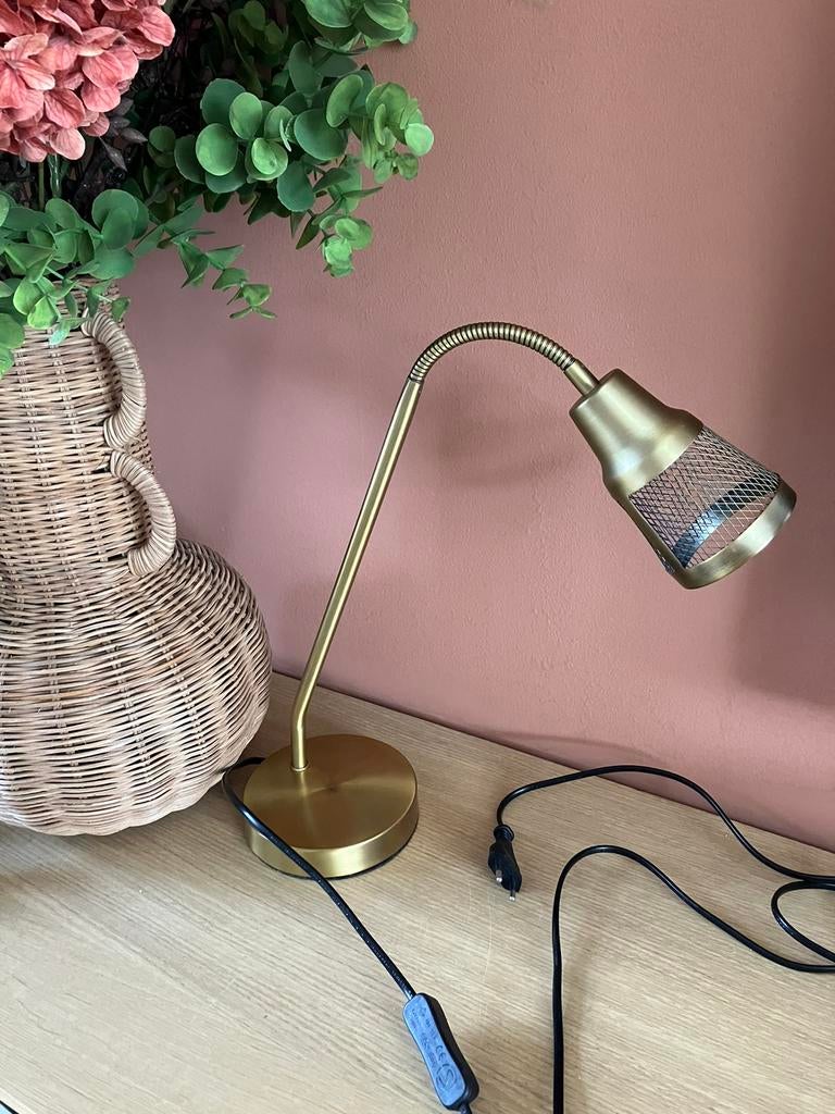 Leeslamp tafellamp goud brons metaal, Ophalen of Verzenden, Zo goed als nieuw, Metaal, Minder dan 50 cm