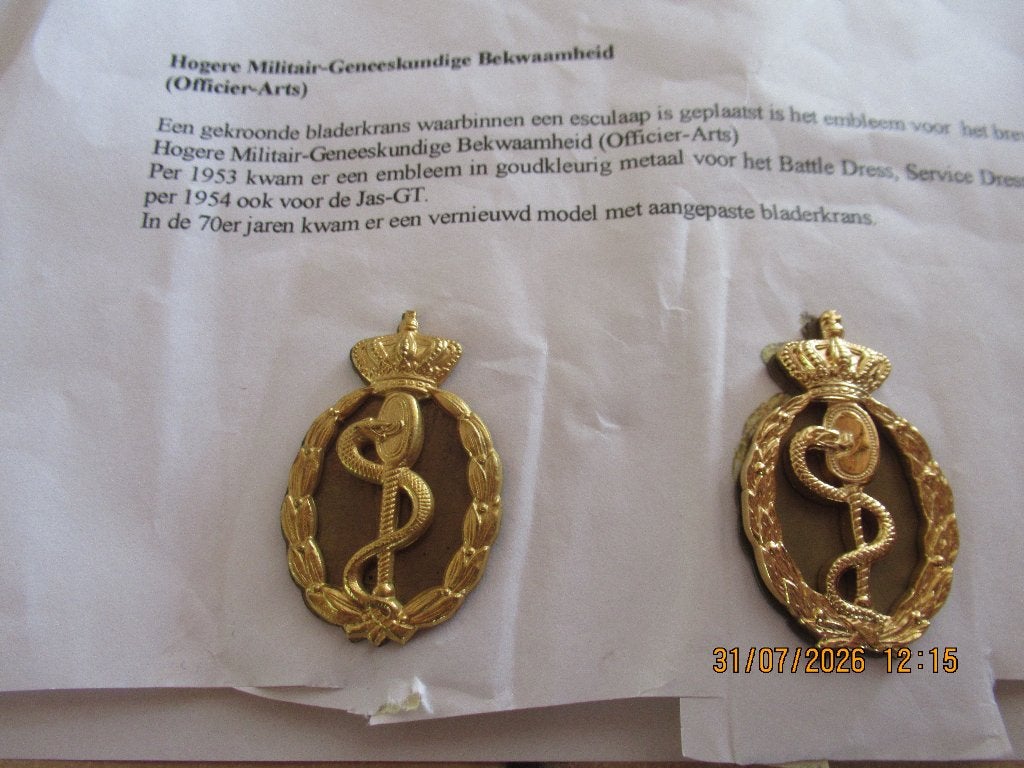 Hogere Militair Geneeskundige Bekwaamheid, Verzamelen, Militaria | Algemeen, Verzenden, Landmacht, Nederland, Embleem of Badge