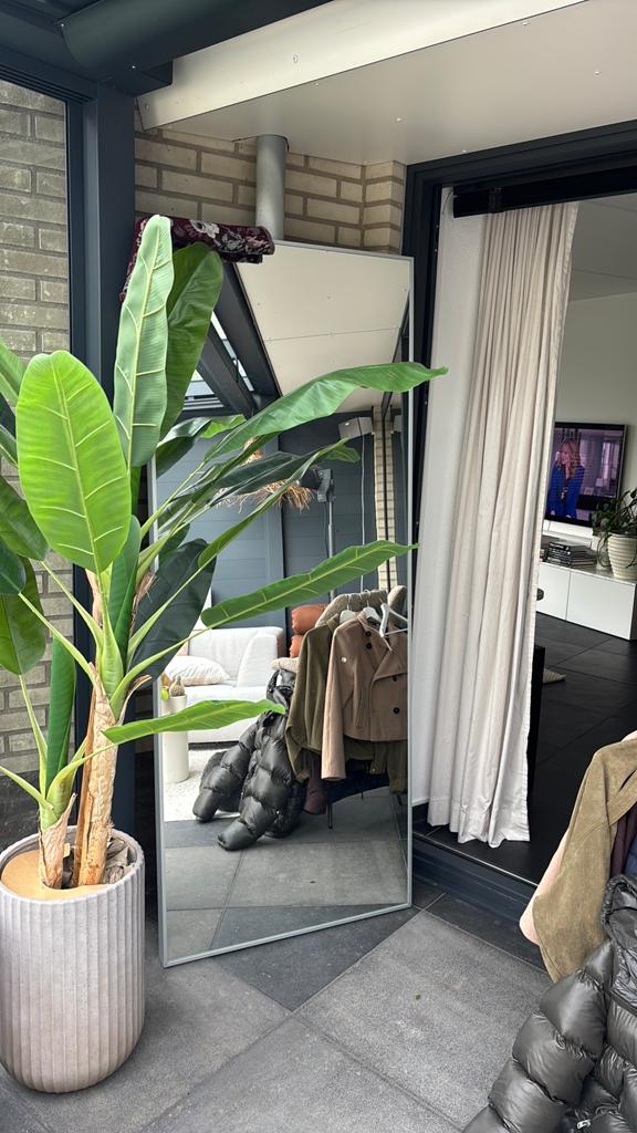 IKEA HOVET passpiege/grote staande spiegel – aluminium, Ophalen, Minder dan 50 cm, Gebruikt, '