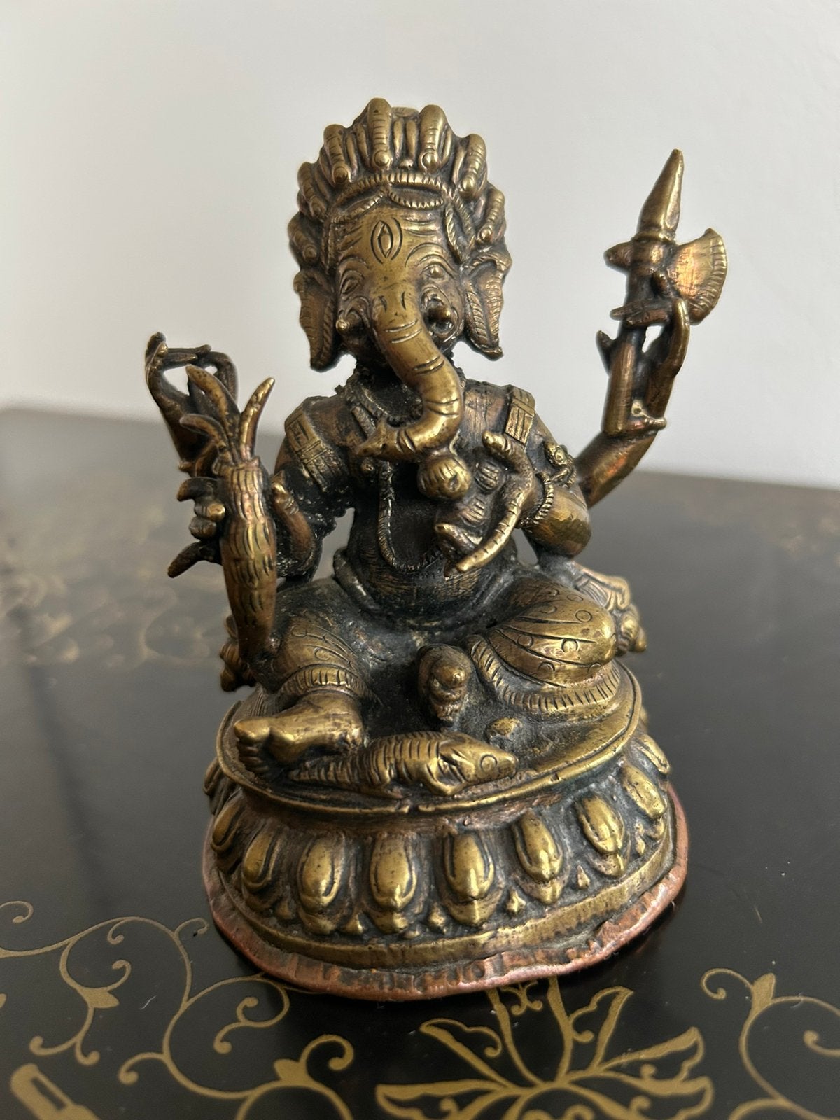 Bronzen beeldje van Ganesha met dichte bodem, Huis en Inrichting, Woonaccessoires | Boeddhabeelden, Ophalen of Verzenden, Zo goed als nieuw