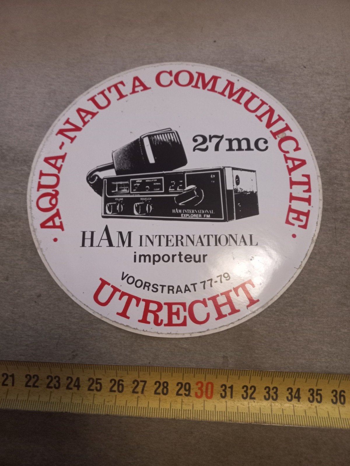 Vintage Aqua-Nauta Communicatie 27mc sticker Utrecht, Ophalen of Verzenden