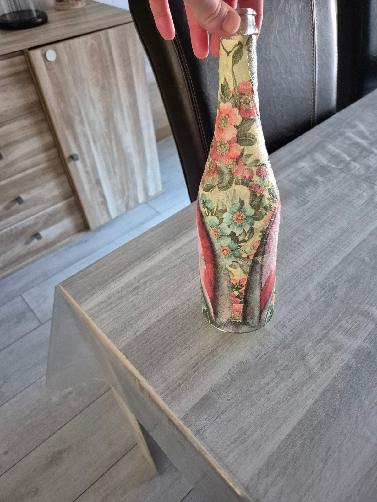 Handgemaakte fles decoratie konijn, voorjaar, lente, Ophalen of Verzenden, Nieuw