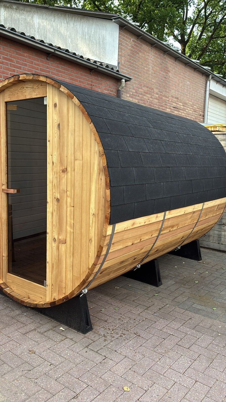 Luxe nieuwe Barrel Sauna 7+3 ft Grandview Rustic Compleet, Tuin en Terras, Ophalen, Nieuw