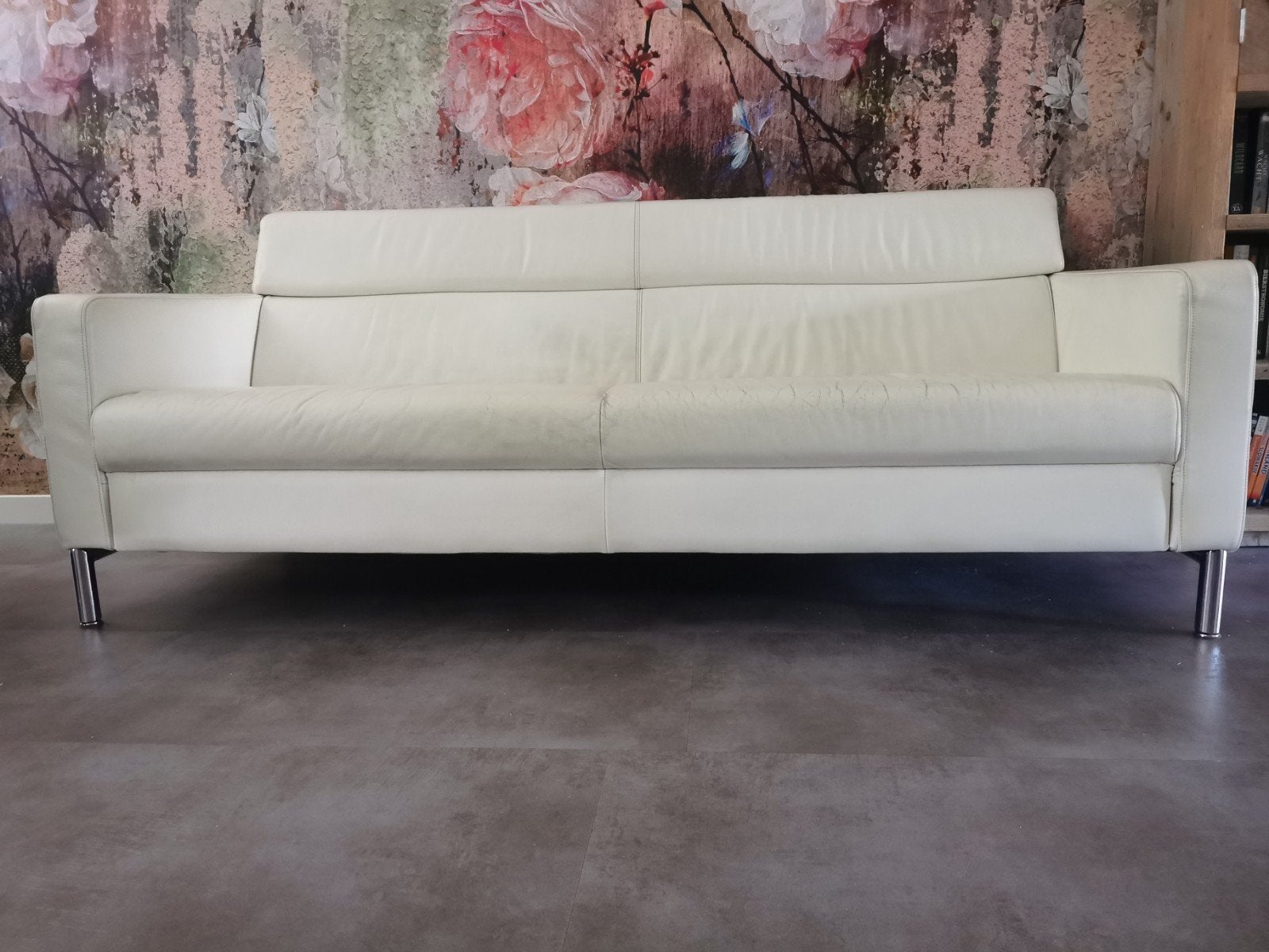 Wit leren bank, gratis op te halen, Ophalen, Gebruikt, Tweepersoons, 200 tot 250 cm