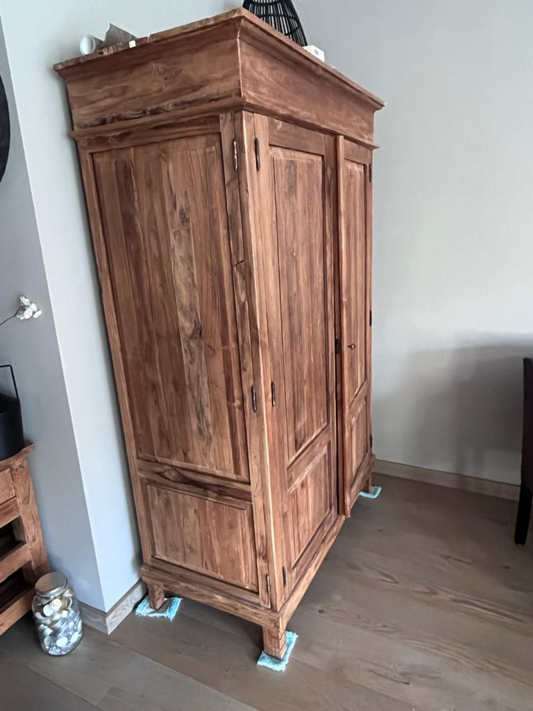 Massief Teakhouten werk/opbergkast, Ophalen