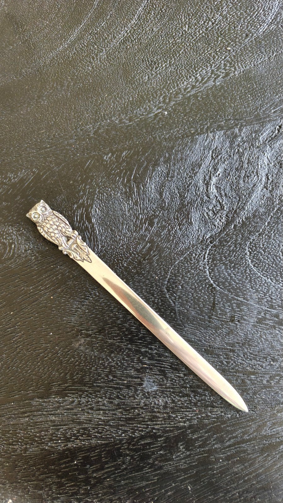 Antieke zilveren briefopener met uiltje., Ophalen of Verzenden, Zilver