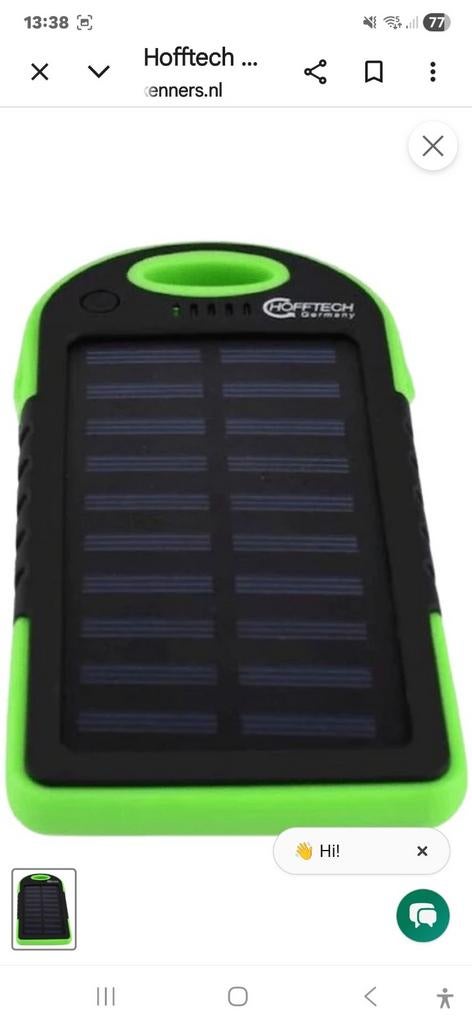 Hofftech Solar Powerbank - Groen/Zwart, Ophalen of Verzenden, Nieuw, Hofftech