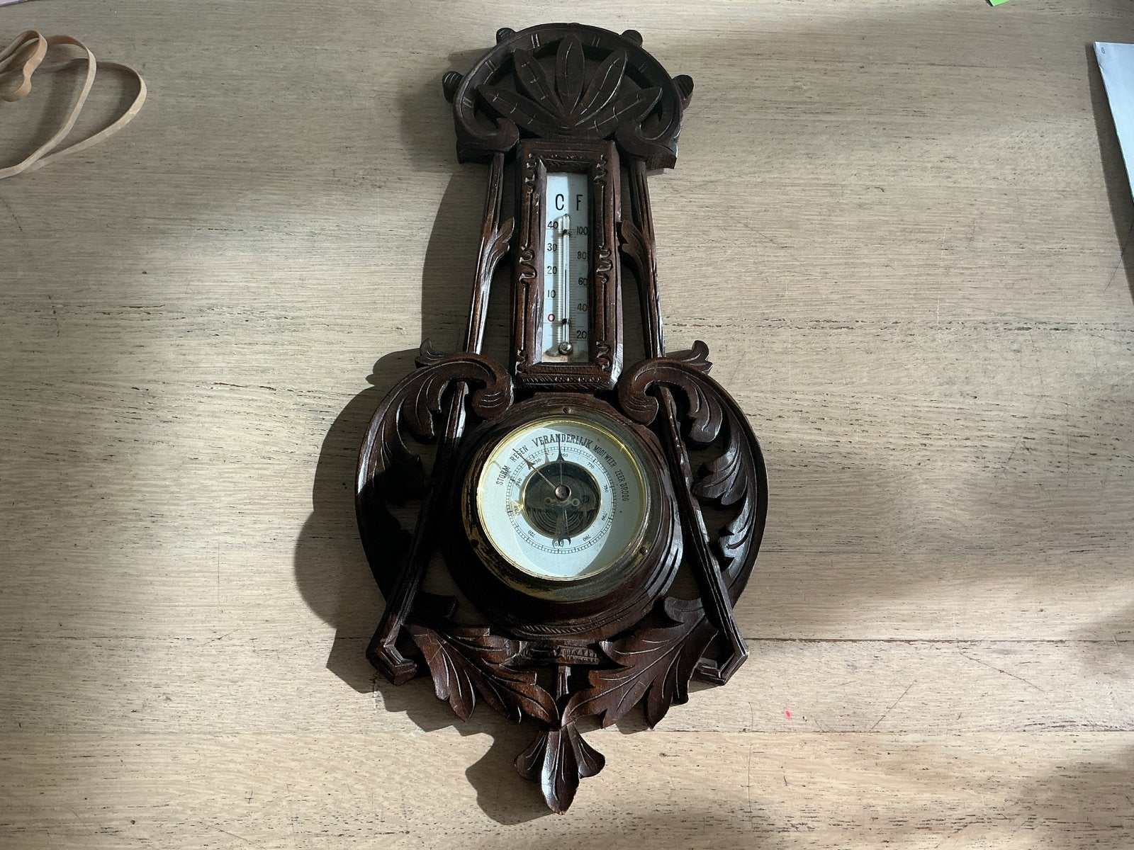 Antieke Barometer en Thermometer Lufft in Houten Frame., Antiek en Kunst, Ophalen of Verzenden