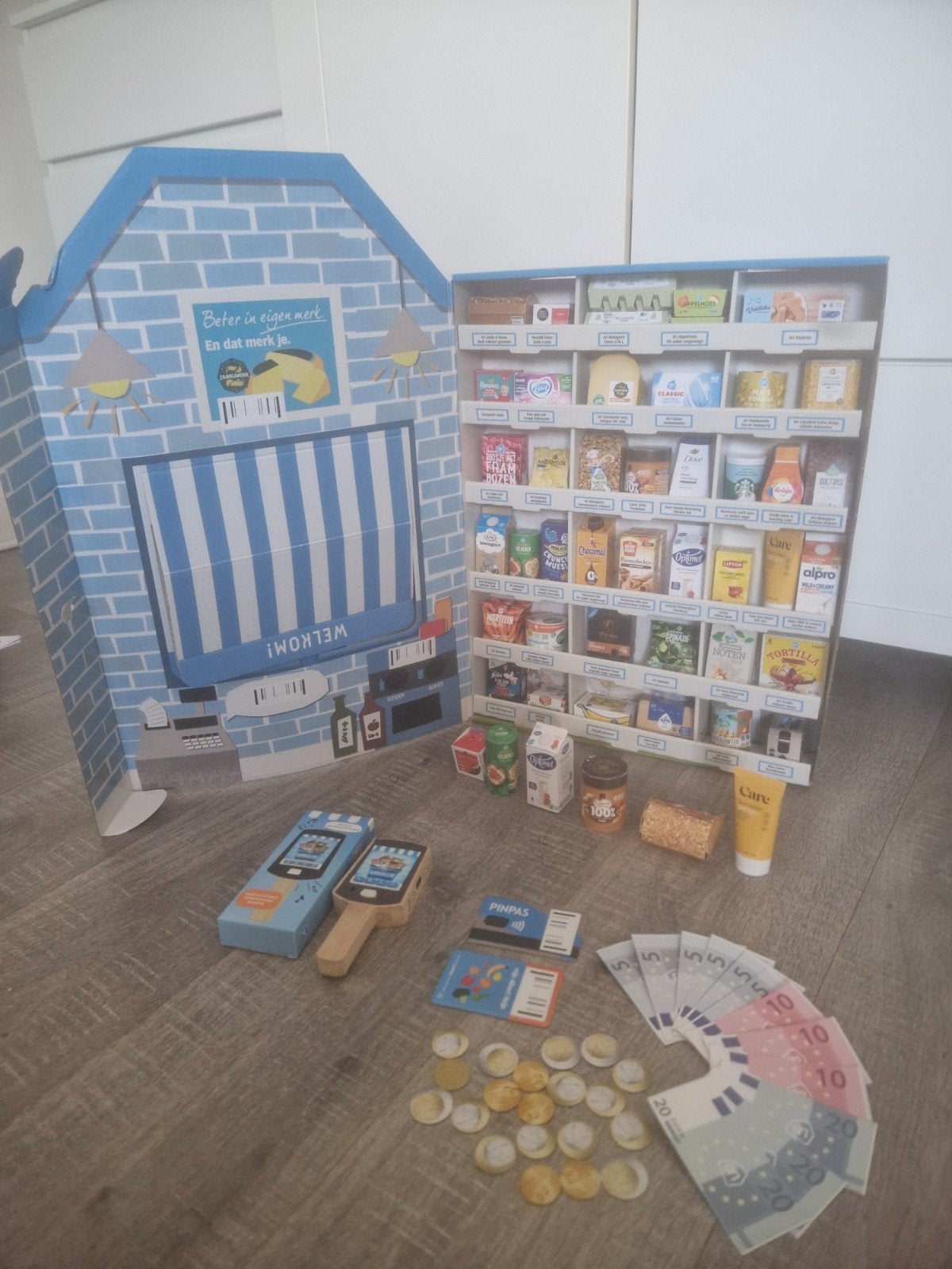 Compleet AH Winkeltje met pinautomaat en speelgeld, Ophalen of Verzenden, Gebruikt, Jongen of Meisje