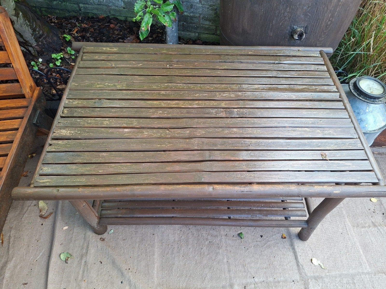 Bamboe tafeltje, Tuin en Terras, Ophalen, Gebruikt, Rond, Hout