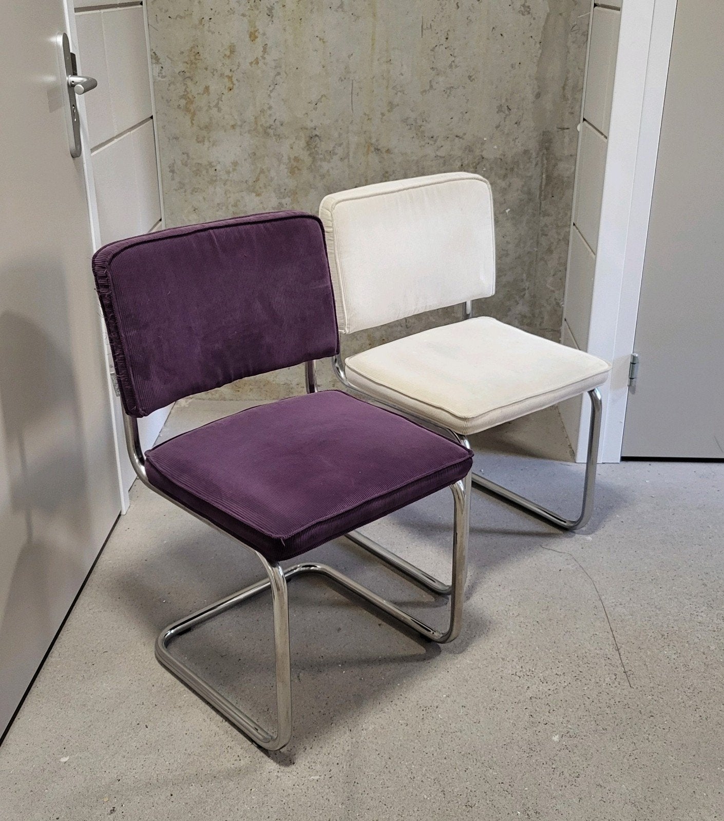 Zuiver Design Ridge Buisframe stoelen - paars en wit, Ophalen, Gebruikt, Twee, Overige kleuren