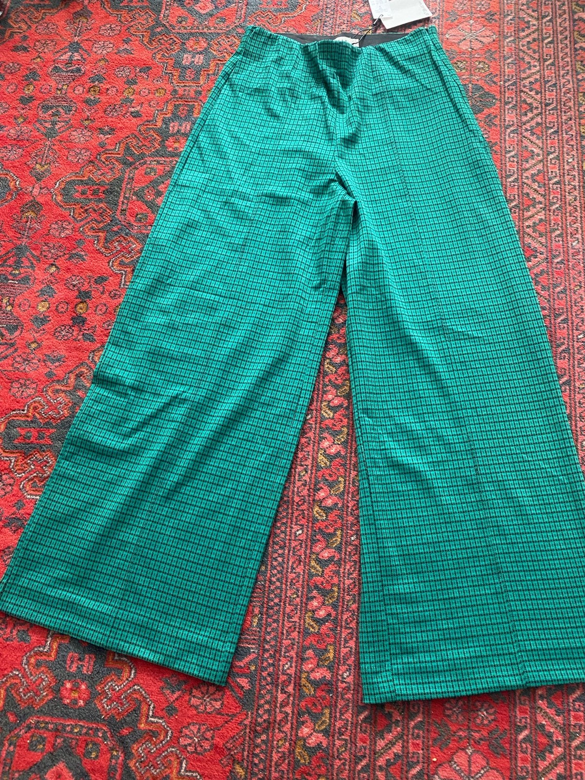 Nieuwe ICHI broek, maat M, groen geruit, wijd model, Maat 38/40 (M), Nieuw, Ophalen of Verzenden, Lang
