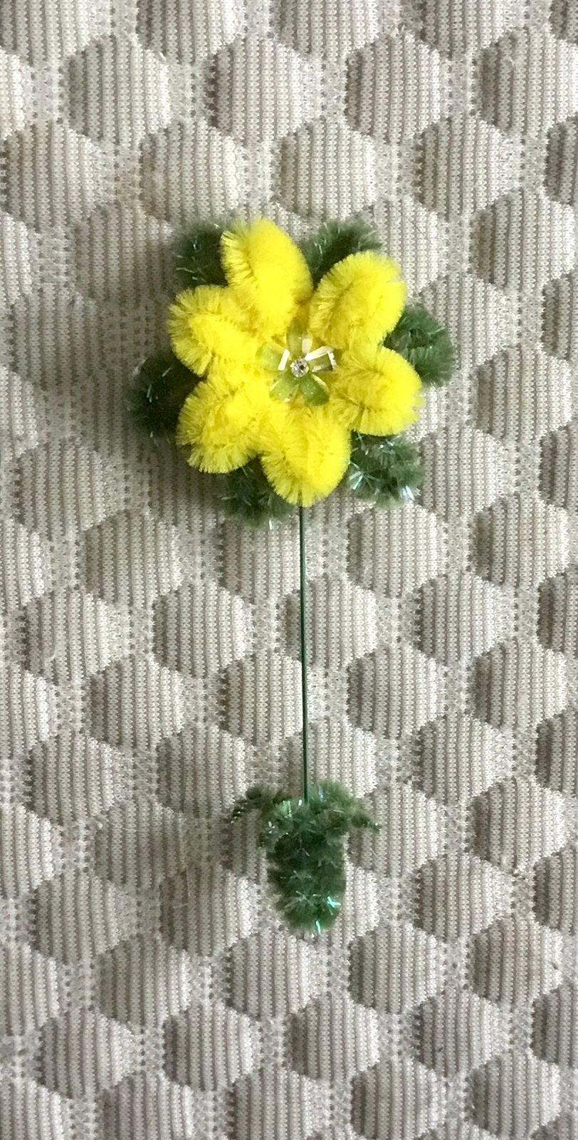 Handgemaakte Pijpenrager Bloem - Geel en Groen 121 A, Verzenden, Handgemaakt, Textiel, Nieuw
