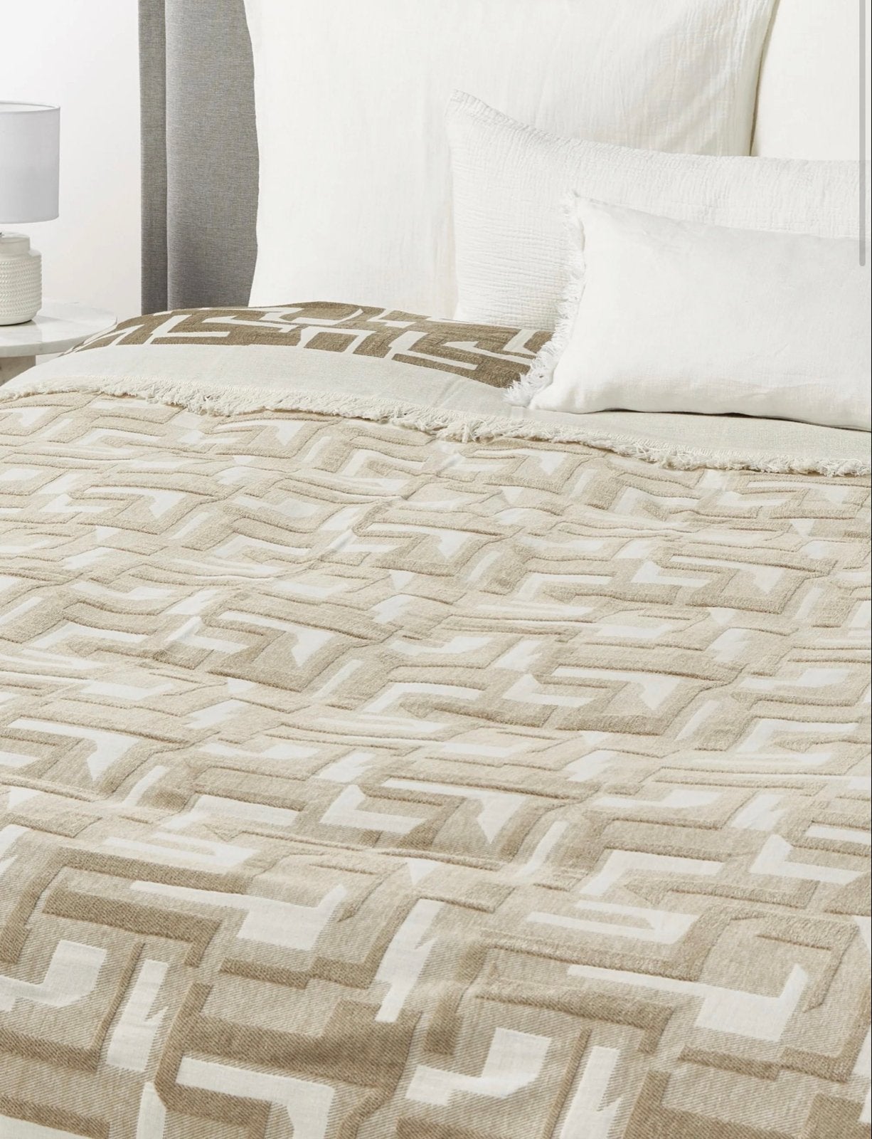 Westwing Jacquard sprei/deken - Nieuw, Huis en Inrichting, Ophalen of Verzenden, Nieuw, Beige, Overige merken