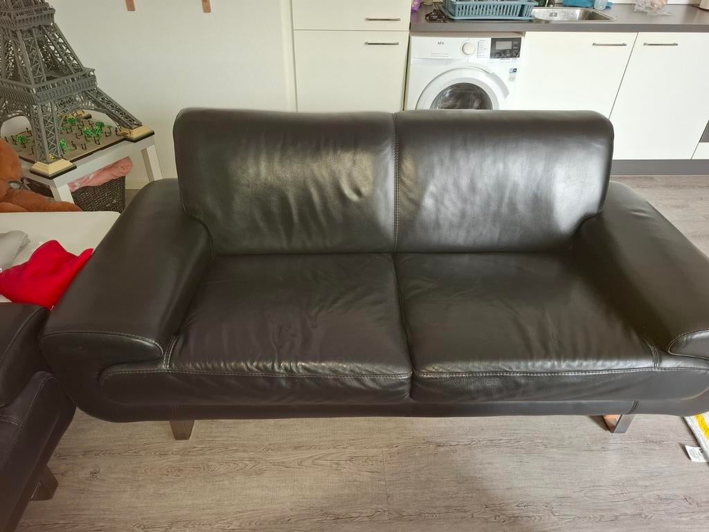2 x 2 zits echt leren bankstel, Ophalen, Zo goed als nieuw, 75 tot 100 cm