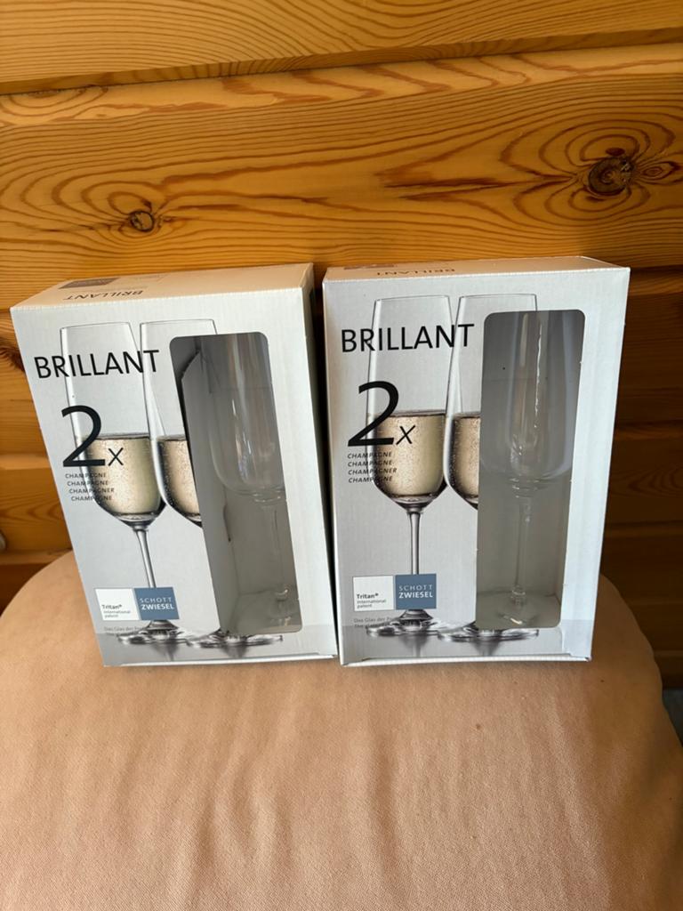 4 champagne glazen Brillant Schot Zwiesel, Ophalen of Verzenden, Zo goed als nieuw, Overige typen