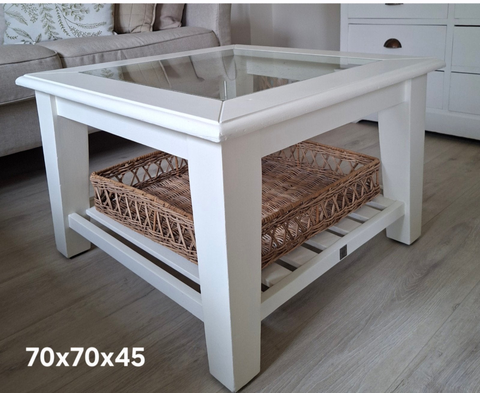 Salontafel 70x70 - riviera maison, Ophalen, Gebruikt, 100 tot 150 cm, Glas