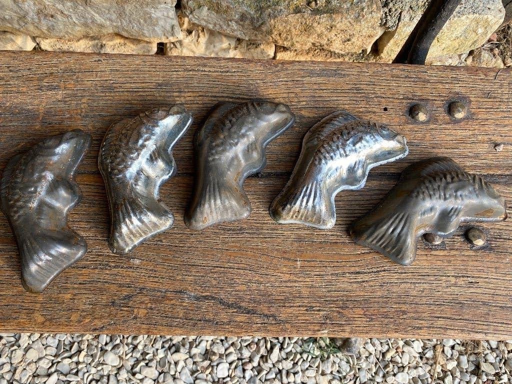 Brocante, vintage bakvormen vis, Ophalen of Verzenden