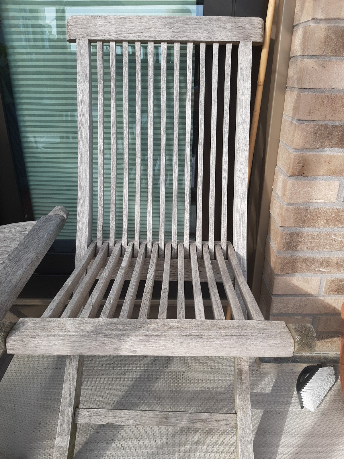 Te koop: 2 teakhouten terrasstoelen, Tuin en Terras, Ophalen, Gebruikt, Teakhout, Inklapbaar