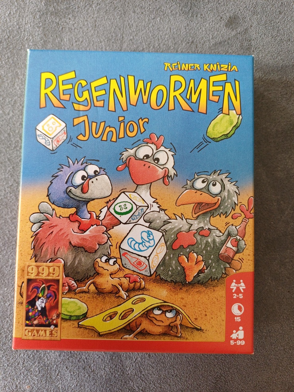 Regenwormen Junior - Leuk dobbelspel voor kinderen, Drie of vier spelers, Ophalen of Verzenden, Zo goed als nieuw, 999 Games