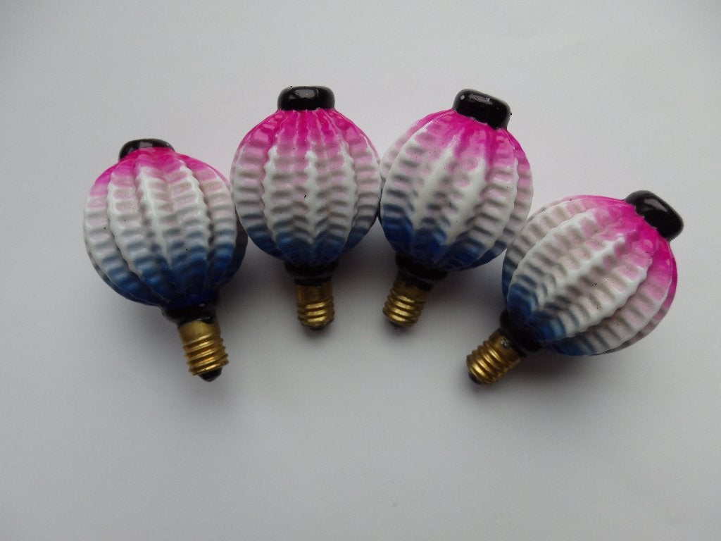 4 antieke melkglazen kerstboom lampjes Lantaarn vorm Japan, Diversen, Kerst, Ophalen of Verzenden, Gebruikt