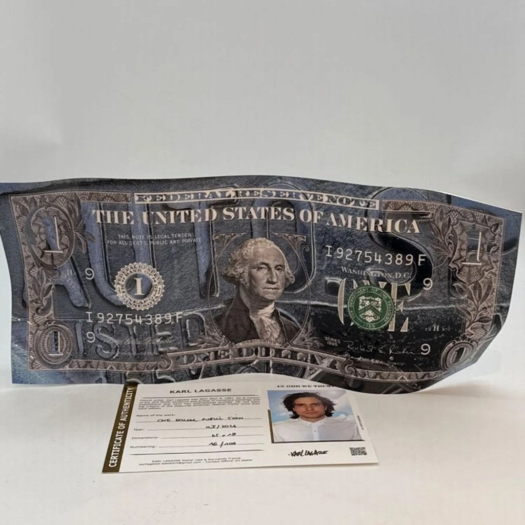 Karl Lagasse - One Dollar Public Sign (2014) Limited Edition, Ophalen of Verzenden, Gesigneerd, Schilderij/print, Metaal