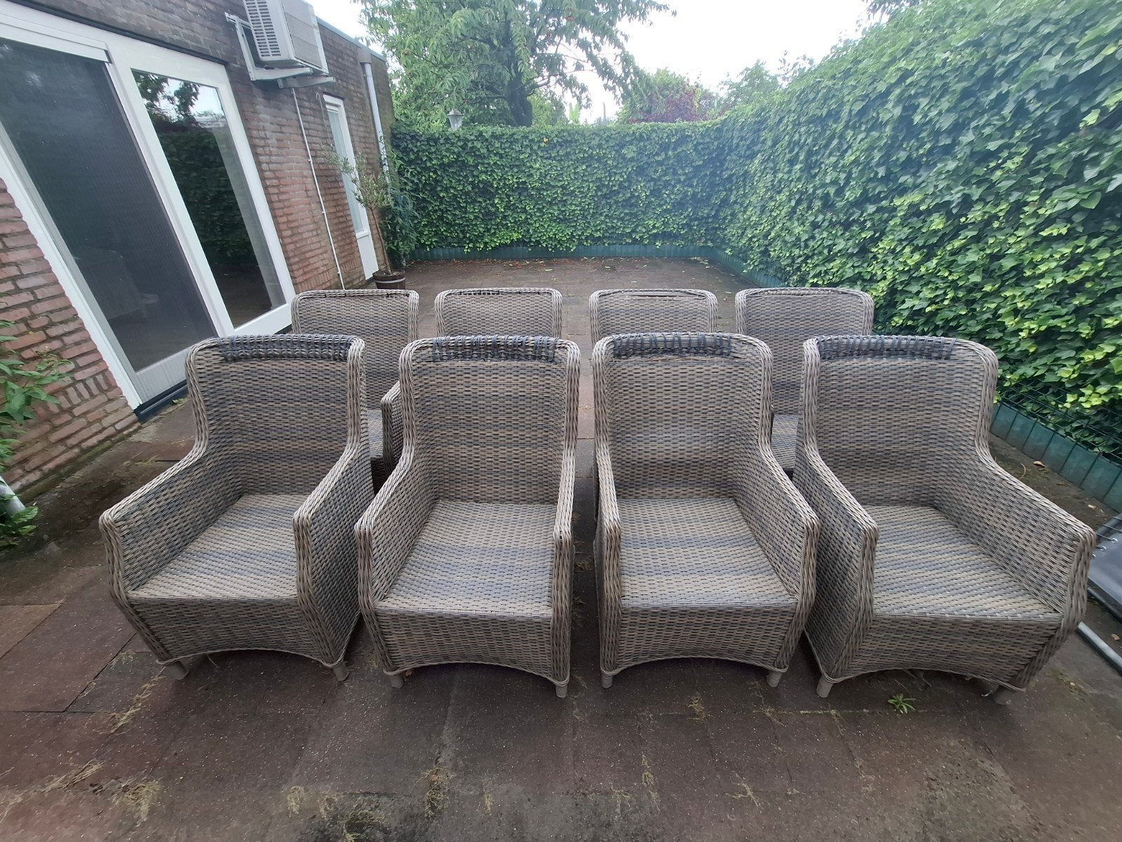 8x beschadigde tuinstoel incl kussens, Tuin en Terras, Ophalen, Gebruikt, Wicker