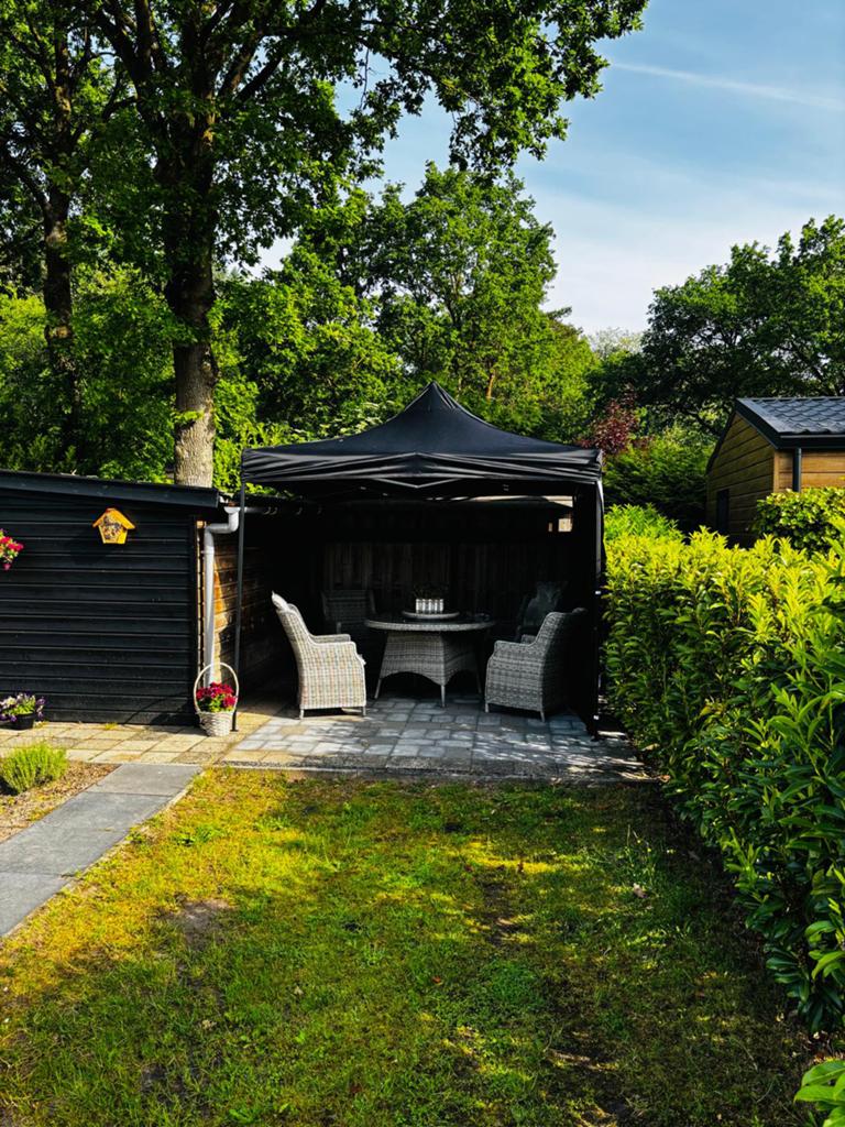 Partytent paviljoen antraciet 3x3mtr Easy-Up, Ophalen, Zo goed als nieuw, Kunststof, 3 ramen of meer
