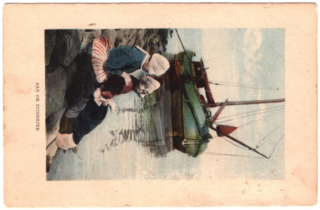 Oude Ansichtkaart Aan de Zuiderzee Klederdracht Gelopen, Ophalen of Verzenden, Voor 1920, Gelopen, Noord-Holland